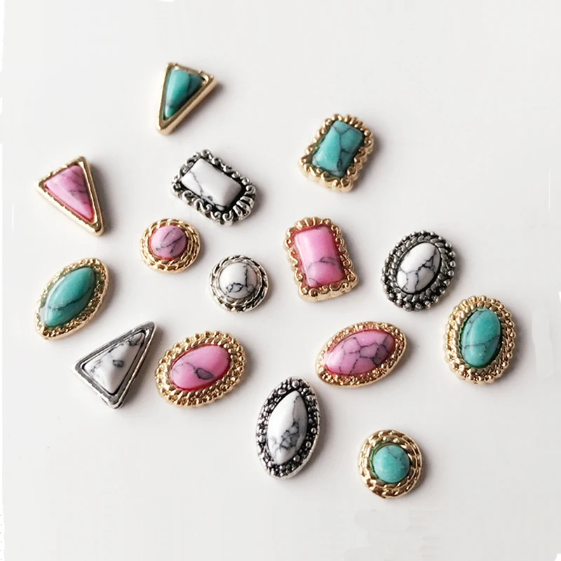 10 шт. новейшие Роскошные 3d модные украшения для ногтей металлические каменные