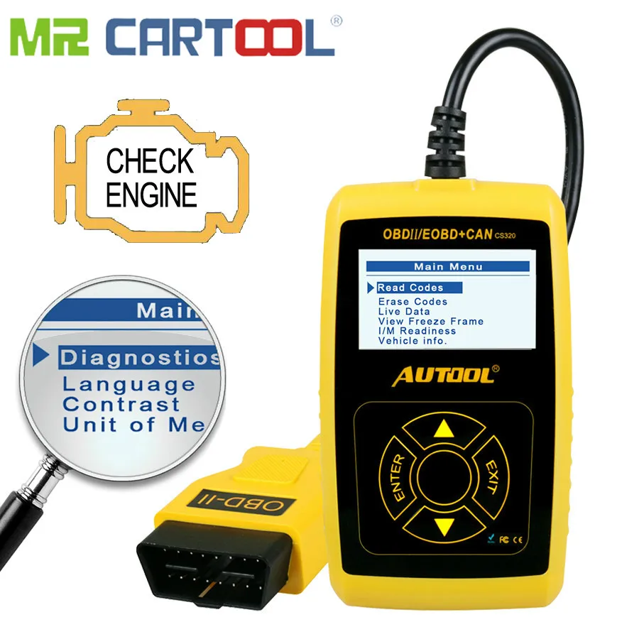 CARTOOL CS320 OBD2 автомобильной сканер OBD 2 II читатель кода автомобиля авто автомобиль