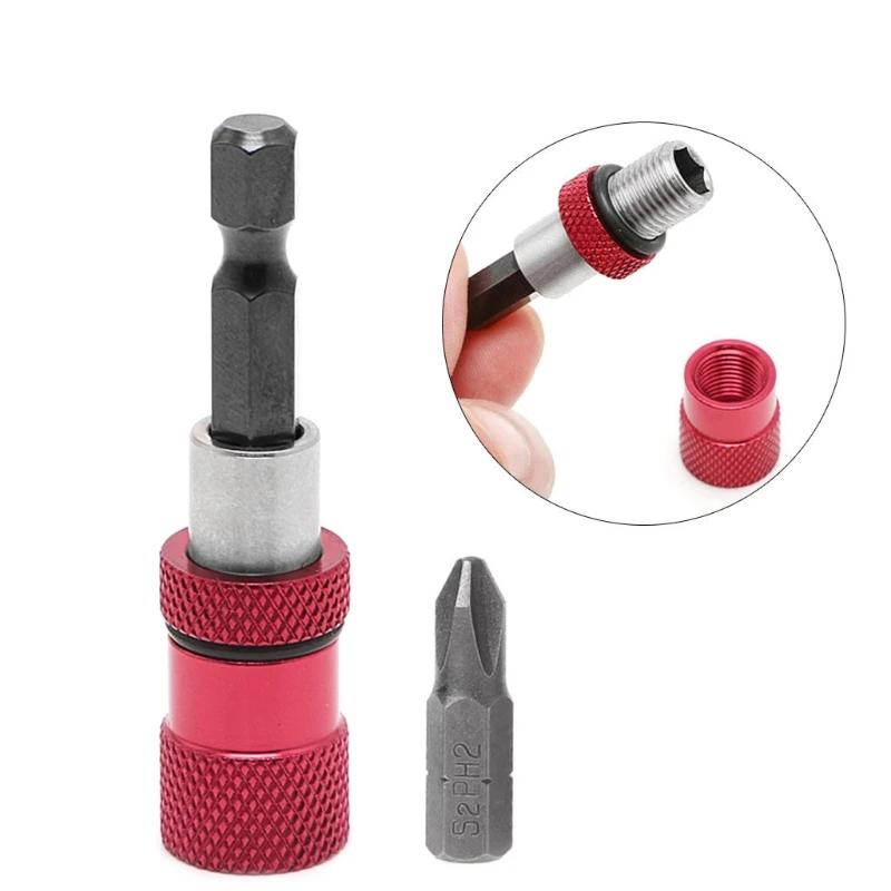 60mm 1/4" Hex Shank Magnetic Drywall Screw Drill Screwdriver Holder With Bits