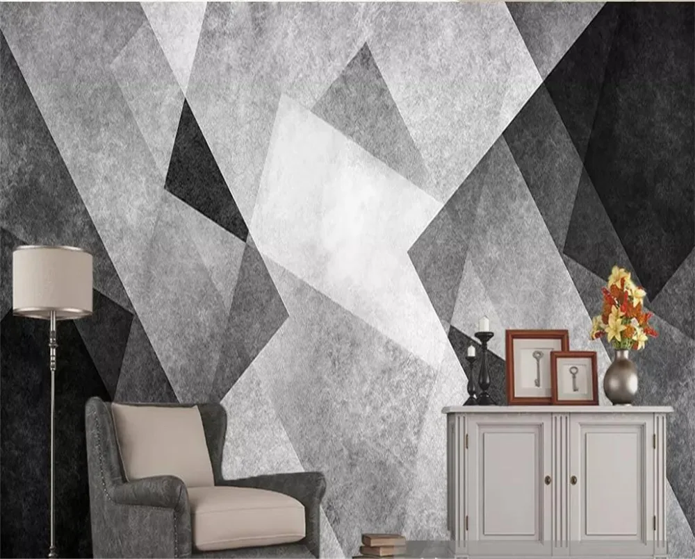 Wellyu пользовательские обои новые 3d фрески Ретро Современные Геометрические черно