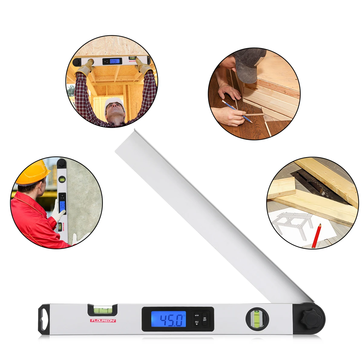 Floureon Цифровой Угол Finder Gauge 0-230 градусов линейка транспортира Miltre Angle Finder с ЖК-дисплеем спиртовой уровень