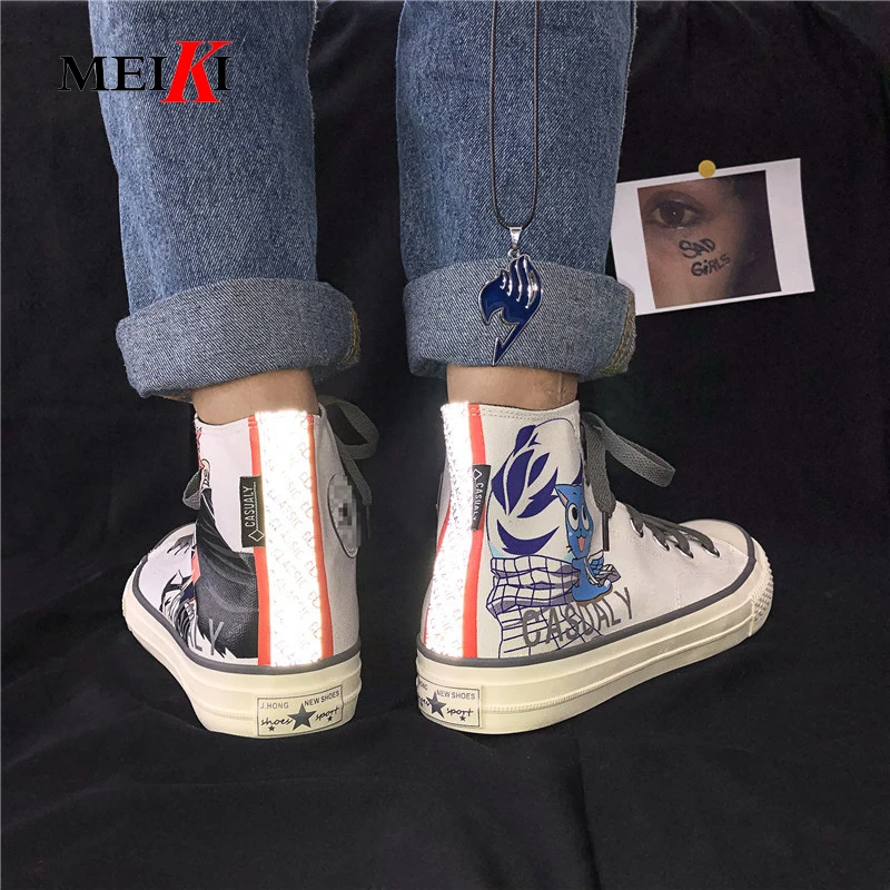 MEIKI Spring Autumn Summer New Brand Male Casual Canvas Shoes High-top Breathable Tenis Fashion Men Sneaker Flats #D52 | Обувь