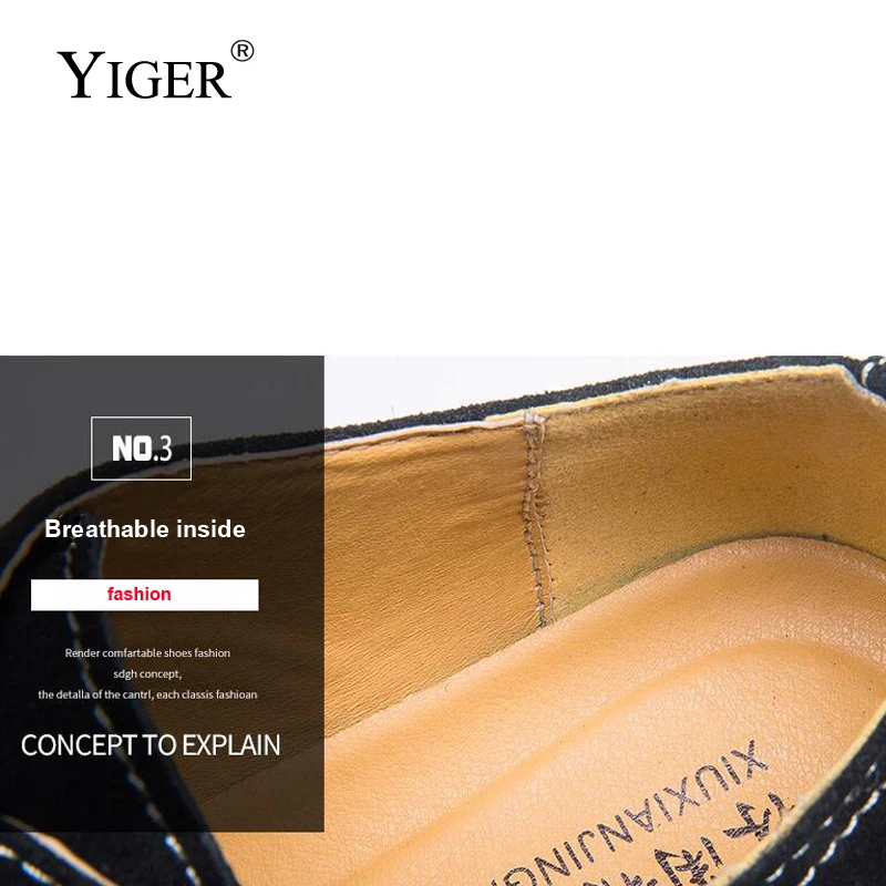YIGER/Новинка мужские туфли Дерби обувь на шнуровке из коровьей замши большие