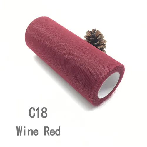 C18 Wine red 15 см 25 ярдов тюль рулон ткани катушки пачка вечерние упаковка для подарка на день рождения Свадебные украшения Рождественские сувениры события - Цвет: C18 Wine red