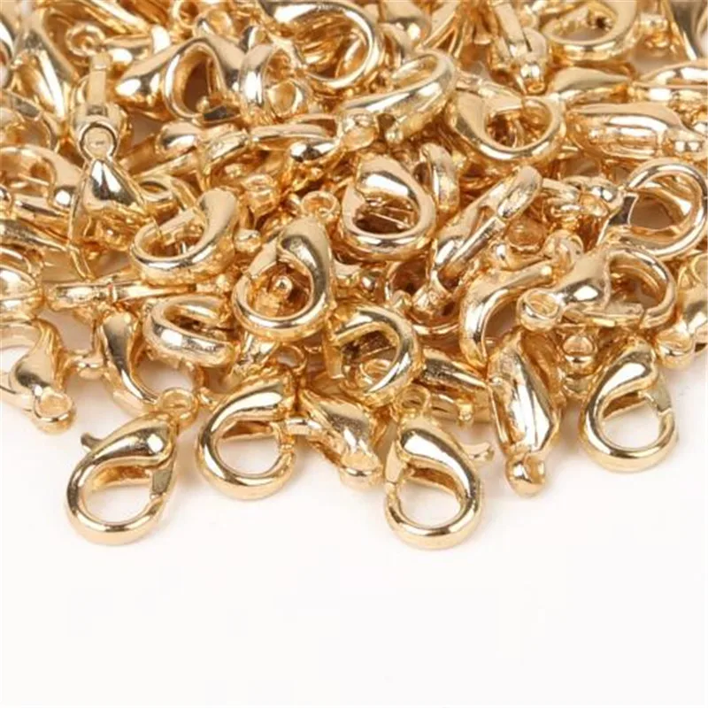 KC Gold 50 шт. 10/12/14 мм металлические карабины, крючки, станок и серебро/золото омара, крючки, станок для изготовления ювелирных изделий DIY Браслеты Цепочки и ожерелья - Цвет: KC Gold