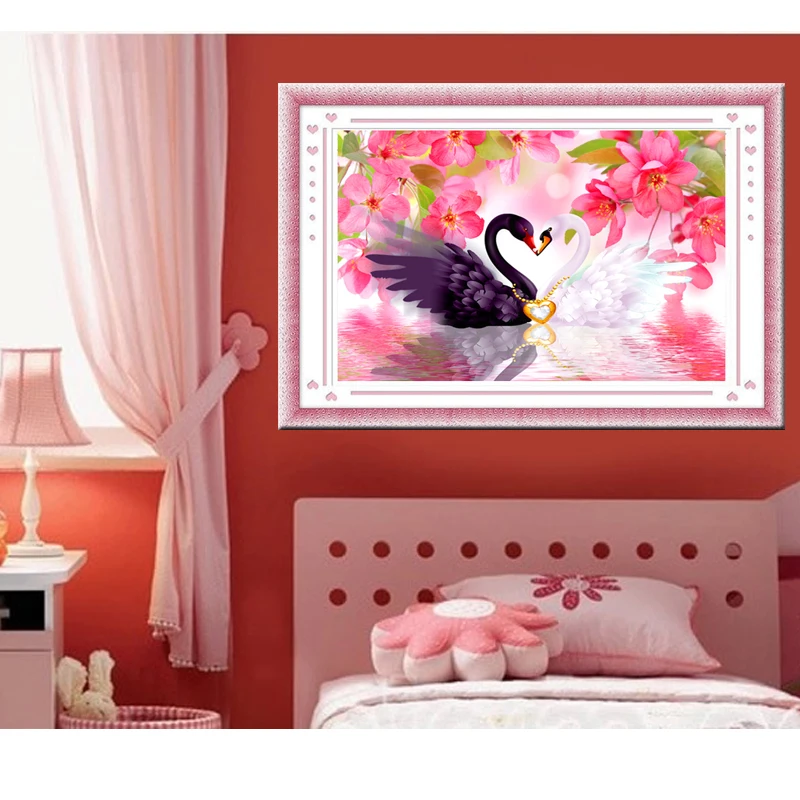 Алмазная мозаика Swan 64*42 см фигурка животного алмазная вышивка Swans живопись 5D | Дом
