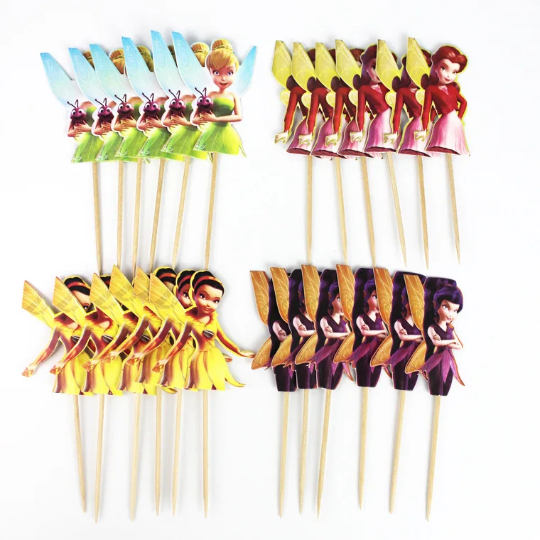 48 шт. Тинкер Белл принцесса кекс топперы мультфильм торт аксессуар День рождения