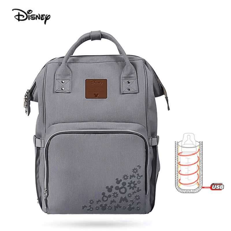 gray Disney Minnie новая сумка для мамы Водонепроницаемая многофункциональная большая емкость волнистый рюкзак модный Микки Маус Детская сумка для путешествий - Цвет: gray