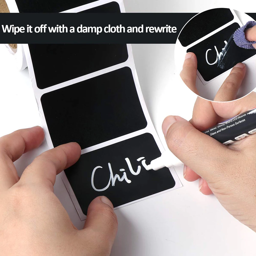 New 150Pcs/roll Erasable Blackboard Sticker Craft Kitchen Jars Organizer Labels Chalkboard Chalk Board Black | Дом и сад