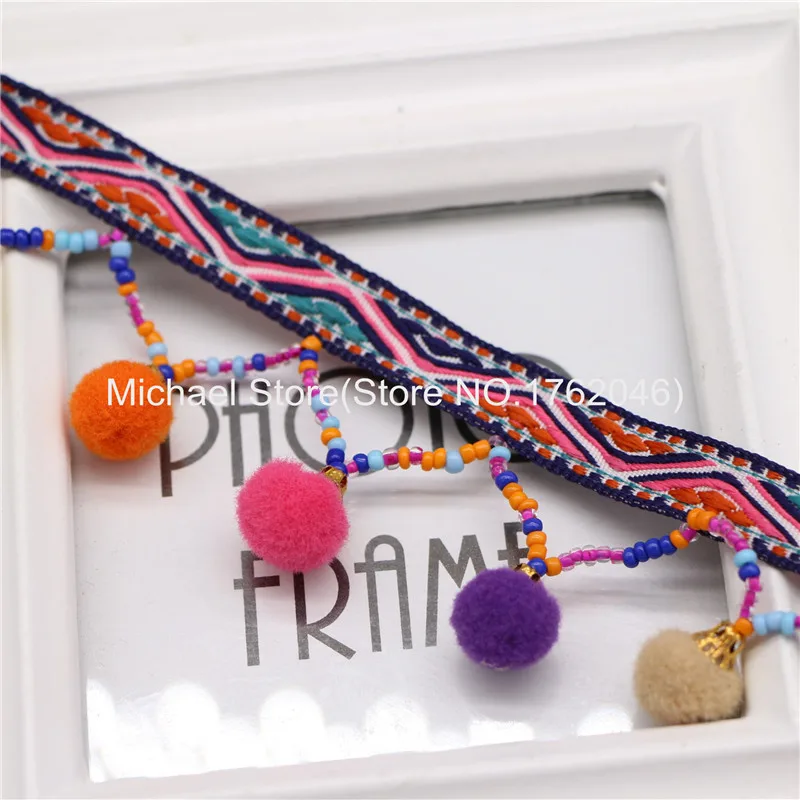 10 ярдов 4 см бусины-Помпоны ручной работы из полиэстера | Дом и сад