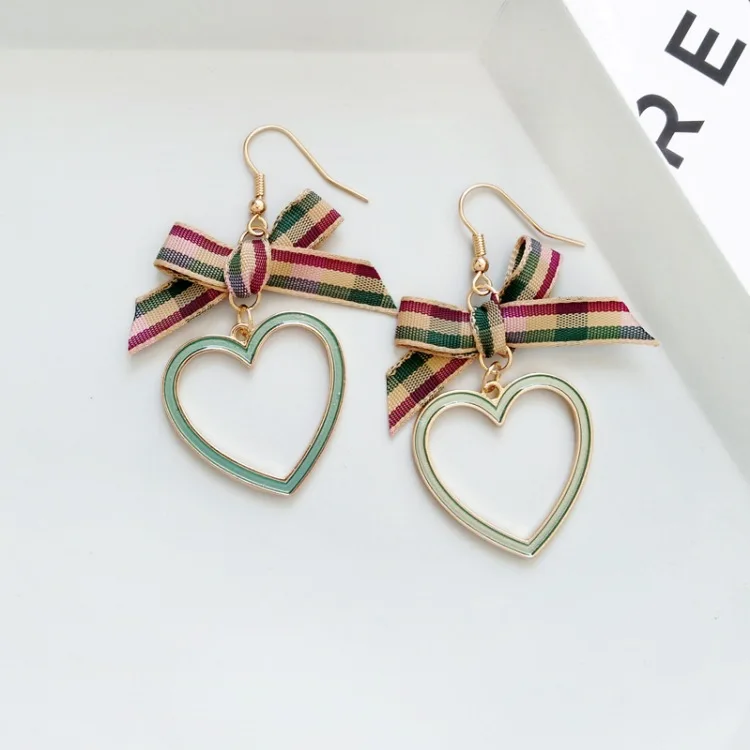 aqua heart stud Винтажные тканевые серьги с бантами, Хаундстут, женские серьги без ушей, серьга дырка в форме сердца, клипсы, серьги без проколов, отверстие для девушек - Окраска металла: aqua heart stud