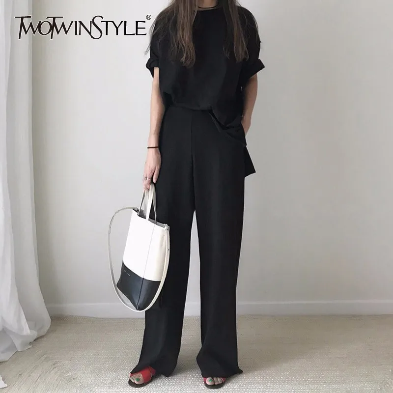 Женский костюм из двух предметов TWOTWINSTYLE повседневный футболка с короткими