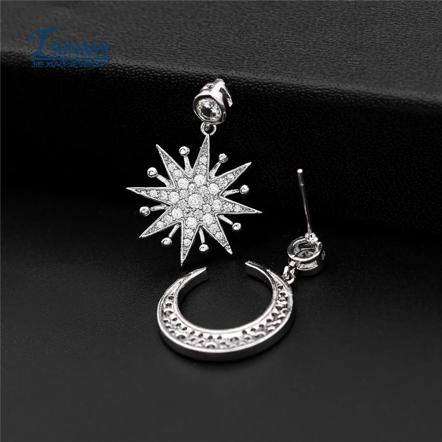 Качество Асимметричные в форме Луны ААА фианит серьги девочки как подарок на