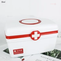 boxi 1pc family medicine box organizer case baby first aid multi layer large capacity medicine box plastic medical storage boxes