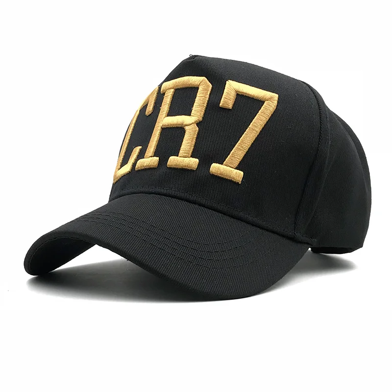 Новейший стиль Криштиано Роналду CR7 3D вышивка бейсболки хип-хоп кепки Snapback футбольные головные уборы для мужчин и женщин высокое качество - Цвет: Черный
