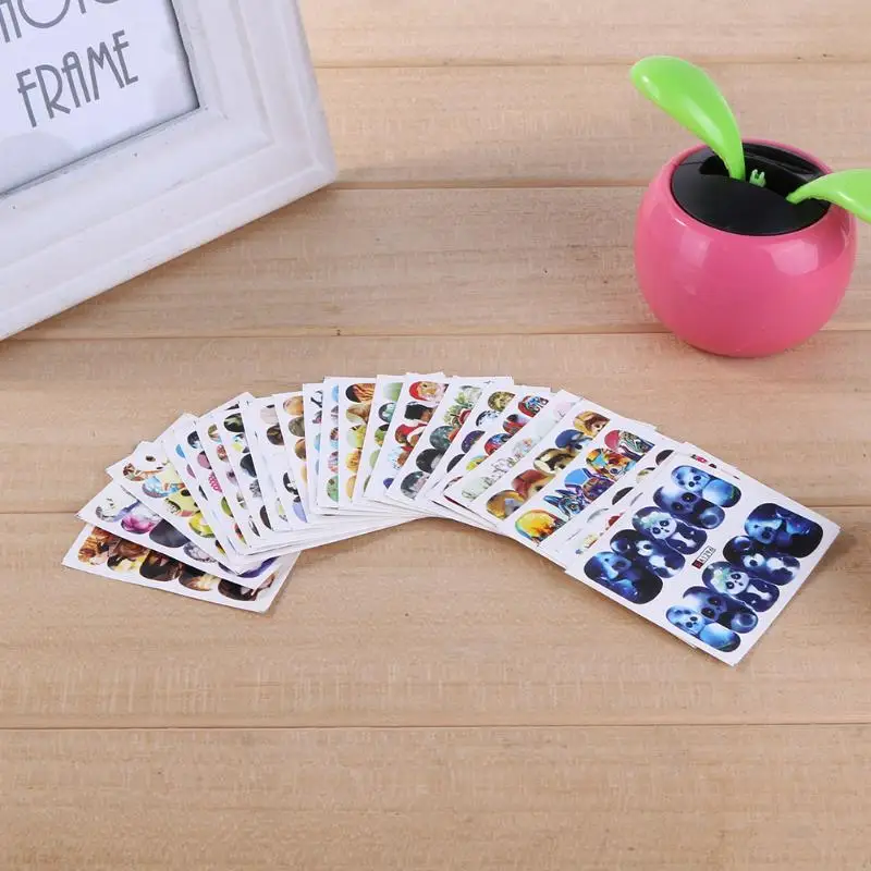 24 листа наклейки для ногтей в виде милых животных панды/кролика переводки водные