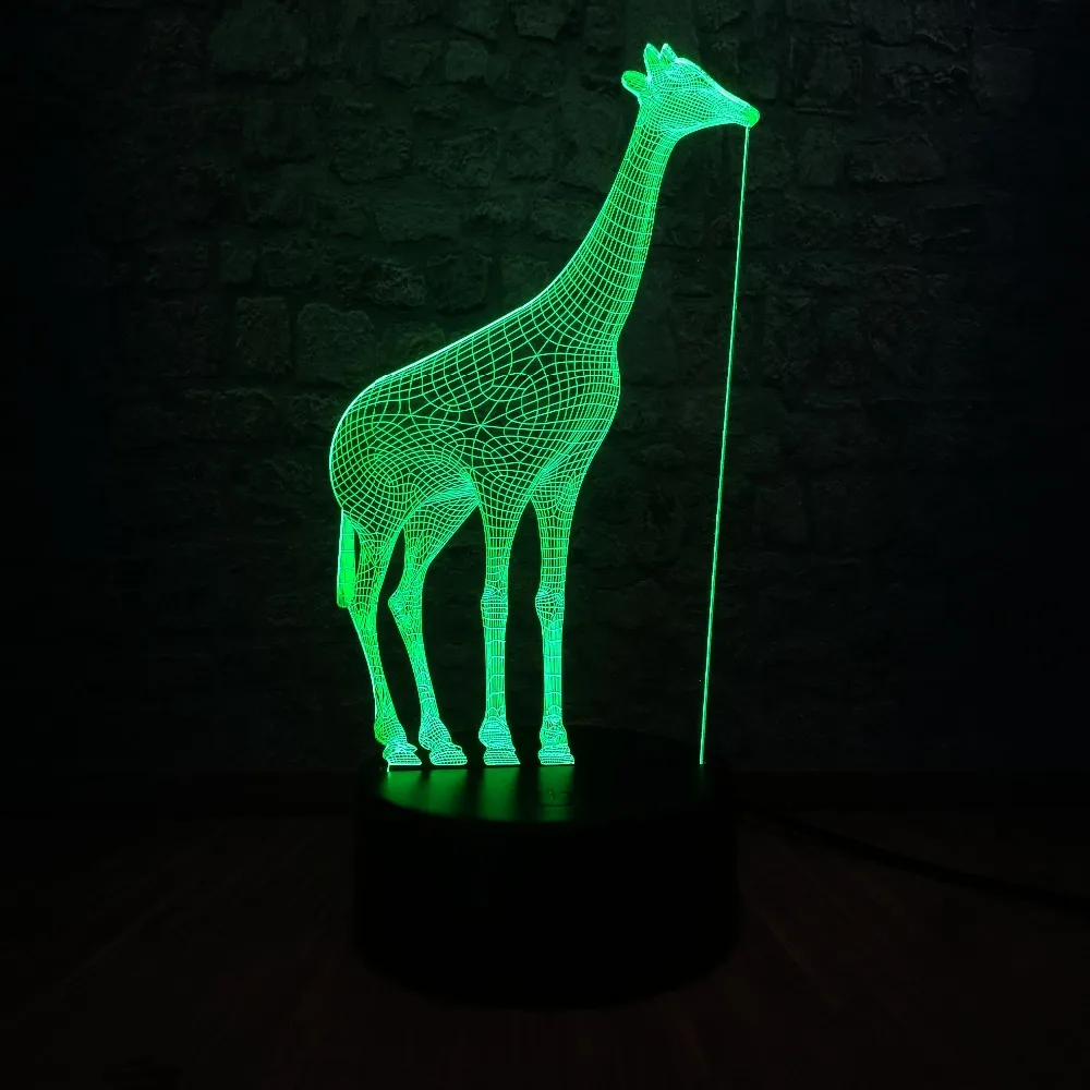 Африканский животный Жираф 3D USB светодиодный светильник 7 цветов меняющий