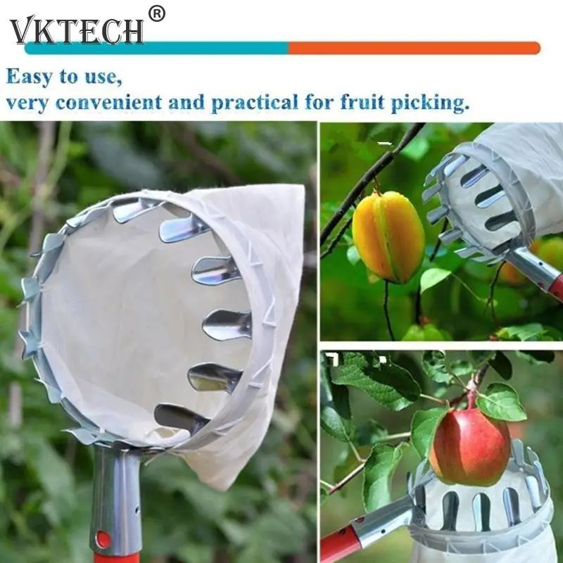 Recolector de frutas de Metal para huerto, jardinería, manzana, melocotón, utensilios para coger piezas, Colector de fruta, herramientas de jardinería