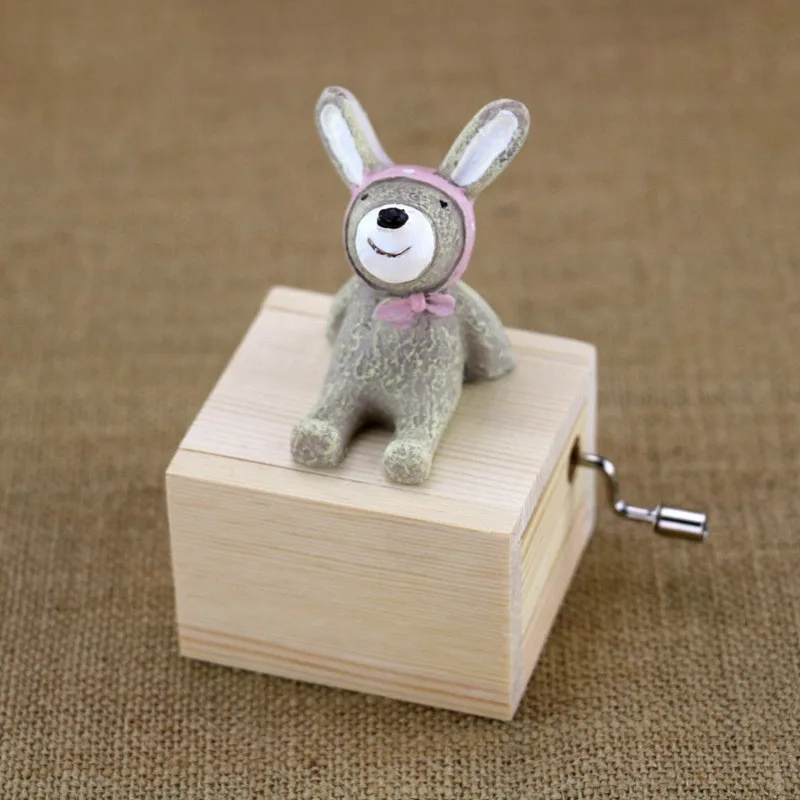 rabbit F милые животные деревянная музыкальная шкатулка детская музыкальная ручная музыкальная шкатулка Рождество День рождения лучший подарок игрушка для девочек домашний декор - Цвет: rabbit