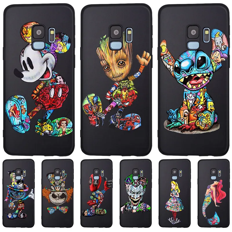 Groot Joker Stitch marvel для samsung Galaxy S6 S7 Edge S8 S9 S10 Plus Lite Note 8 9 чехол для телефона Coque Etui Funda deadpool