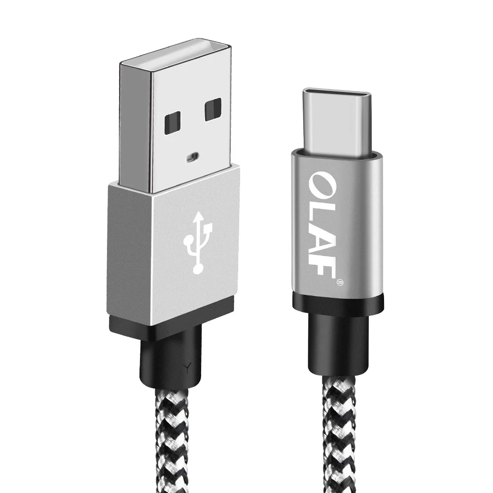 Олаф usb type-C кабель для быстрой зарядки кабель синхронизации данных type C для samsung S9 S8 Note 9 8 huawei Honor Phone usb зарядный шнур - Цвет: Silver