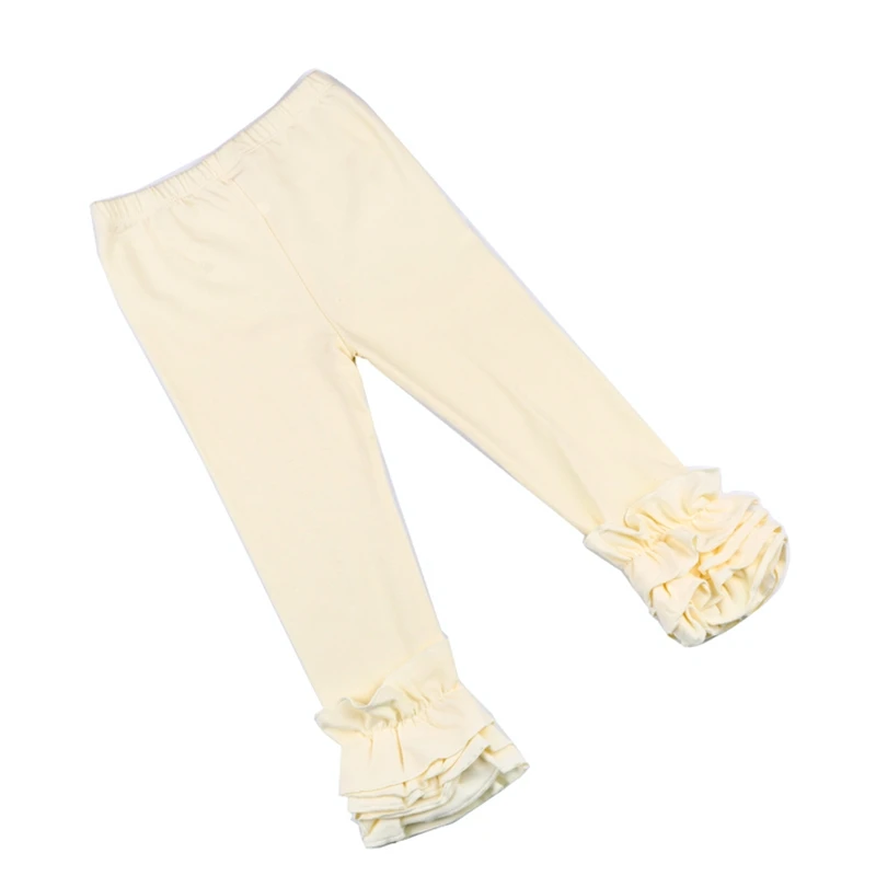 18-beige yellows Мягкий удобный хлопчатобумажный леггинсы для маленьких девочек новые леггинсы ярких цветов для маленьких девочек осенние штаны с оборками для девочек - Цвет: 18-beige yellows