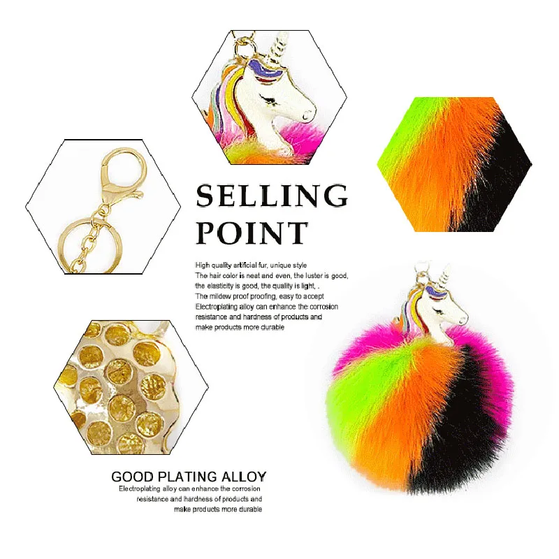 Брелок для ключей из сплава с помпоном искусственного меха | Украшения и