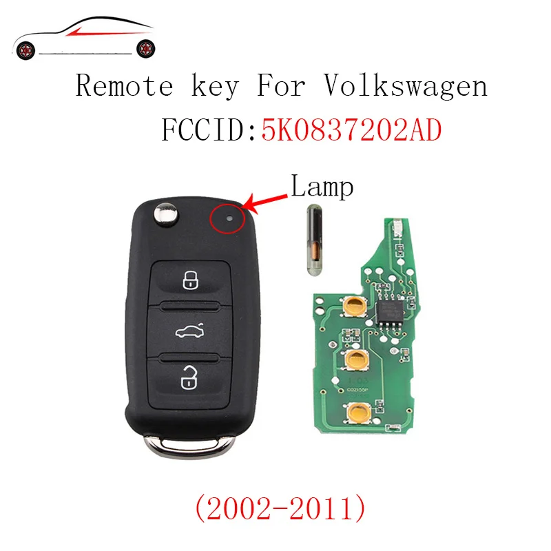 GORBIN 3 пуговицы 434 МГц в комплекте дистанционный ключ для VW Passat New Beetle BORA POLO GOLF 2002-2011 для VW 5K0837202AD 202AD+ ID48