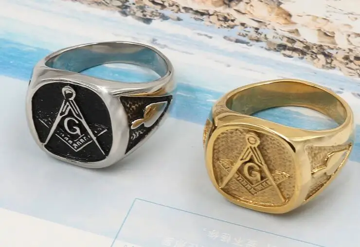 Масонская эмблема масонов Кольцо Новый титановая эмаль значок &quotМасонство&quot