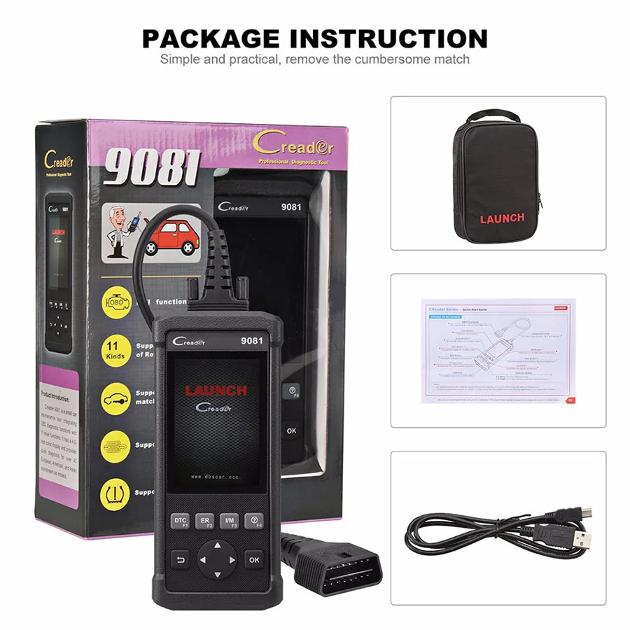 2018 Новый сканер Launch DIY CReader 9081 CR9081 Full OBD2 + ABS SRS Oil EPB BMS SAS DPF| |