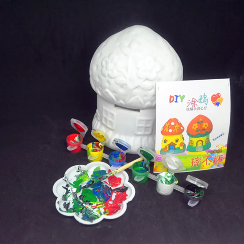 

Colorful DIY Painting Chirstmas Gift toys for children Gypsum Doll Money Save Pot bank Toys Creative Painted Graffiti High-Q