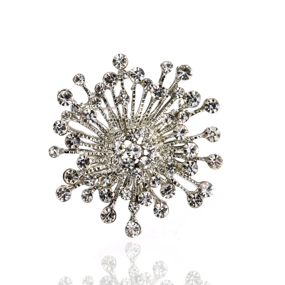 

1,6 дюймов родия с серебряным покрытием Винтаж брошь "Снежинка" Вечерние подарок шпильки