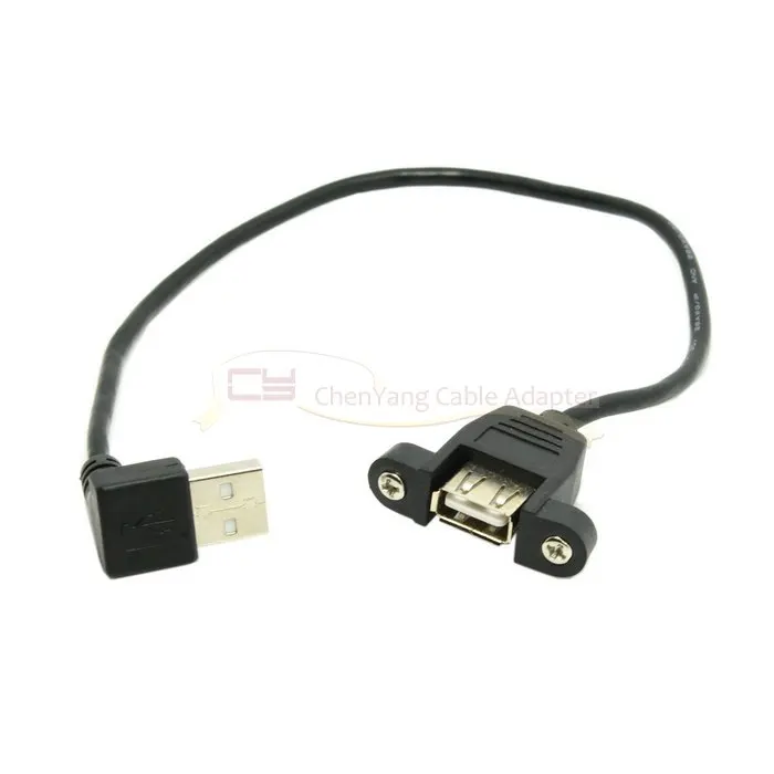 

30cm 90 Degree Up Direction Angled USB 2.0 A Male Connector to Female Extension Cable With Panel Mount Hole 2PCS/lot