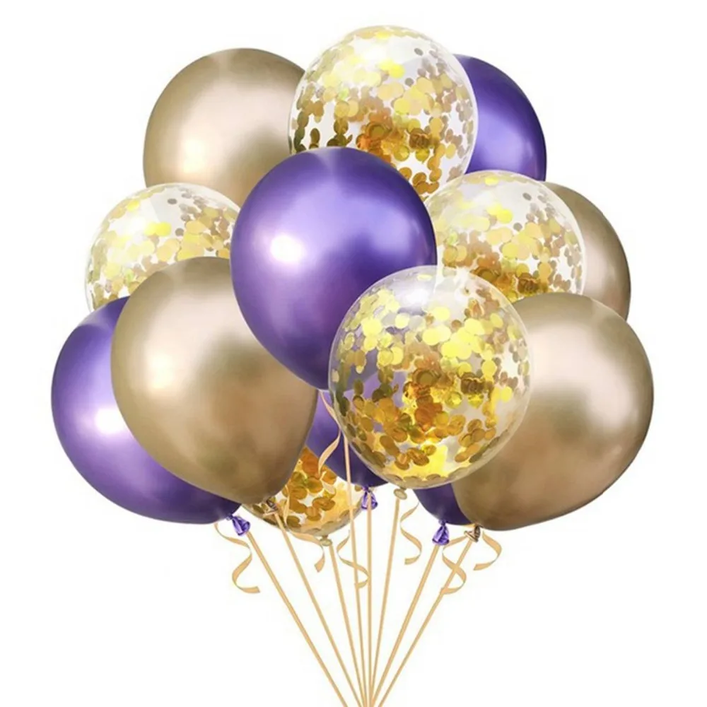 15PC/set 12 Inch Mixed Confetti Balloon Happy Birthday Party Decoration Kids Adults Latex Air Balls Metallic Color Globos Ballon | Дом и сад
