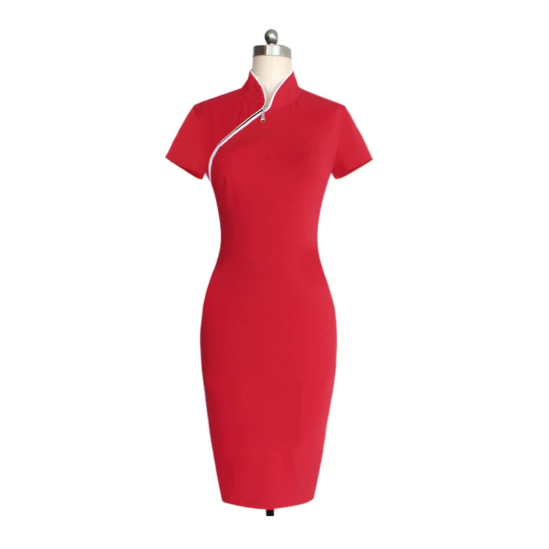 Oxiuly женские Элегантный Cheongsam Китайский Стиль Винтаж нерегулярные спереди молния