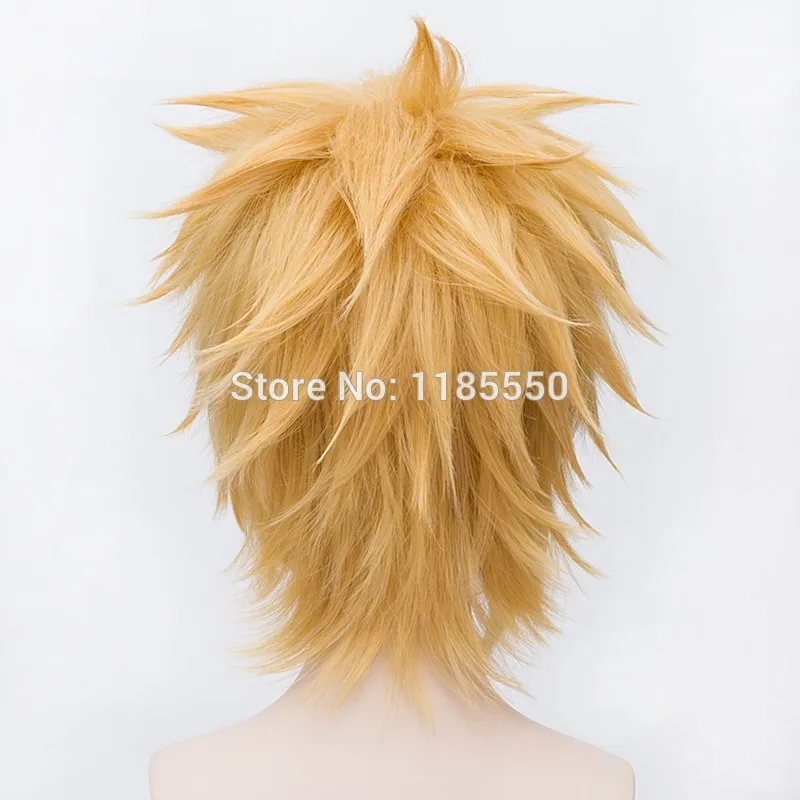 Hot Sell!!! Hot!! Naruto Uzumaki Cosplay Wig Cheap Golden Short Anime Hair Synthetic Wigs Heat Resistence+A wig cap |