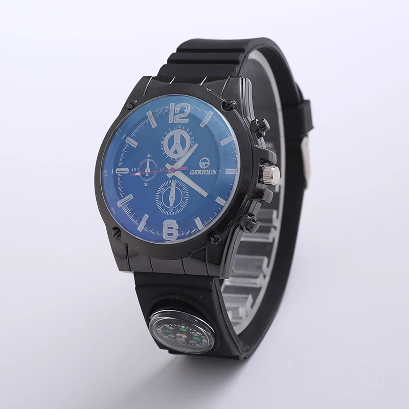 Мужские кварцевые часы с большим циферблатом армейские военные резиновые
