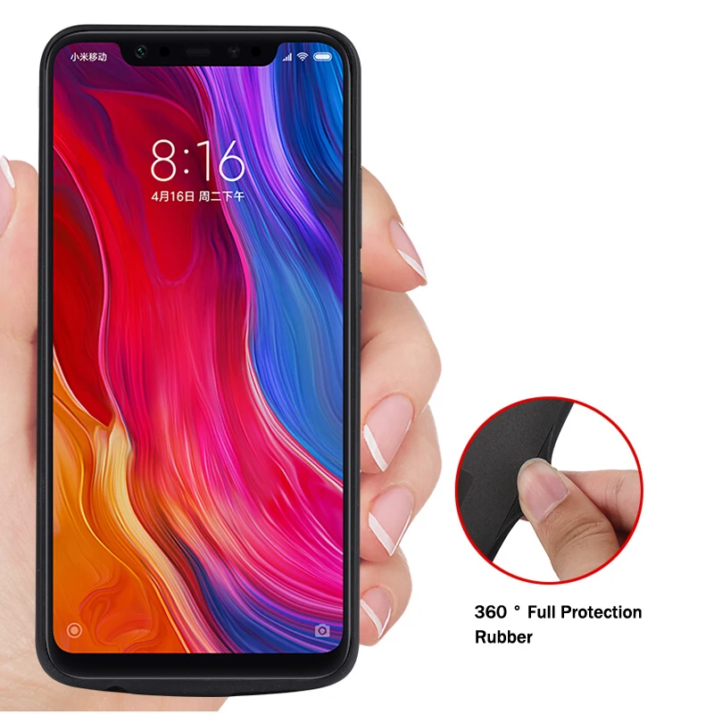Чехол для аккумулятора 6000 мАч Xiaomi mi 8 резиновый чехол внешнего зарядного