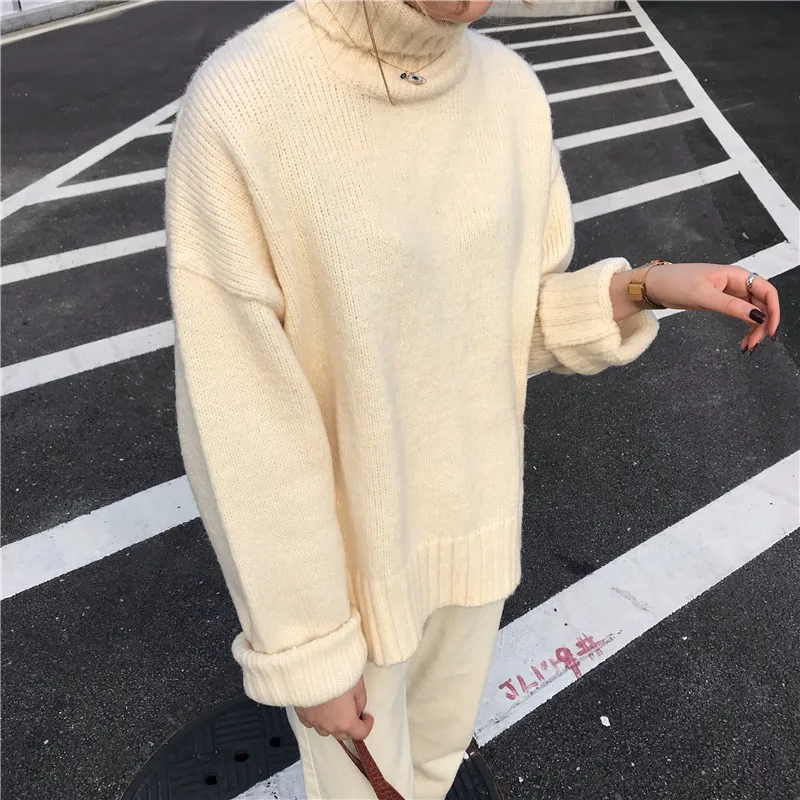 RUGOD, винтажные Модные женские пуловеры, повседневные однотонные женские рождественские свитера, водолазка, вязаная зимняя одежда, pull femme hiver