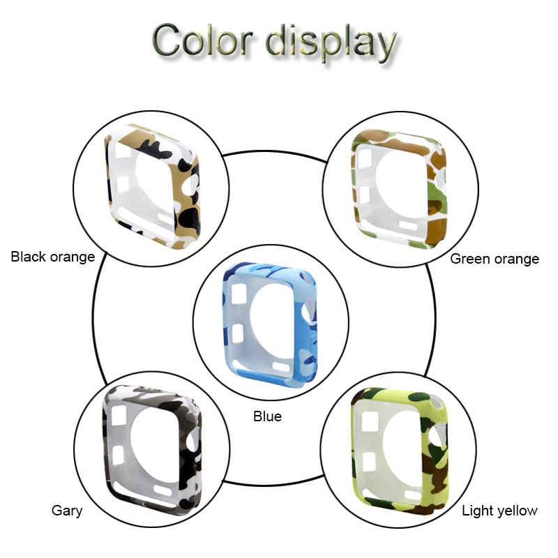 Камуфляжные часы Чехол для apple watch 3 2 1 чехол из мягкого ТПУ для наручных часов iwatch, 38, 42 мм, версия Бампер Защитный чехол рамка аксессуары для часов