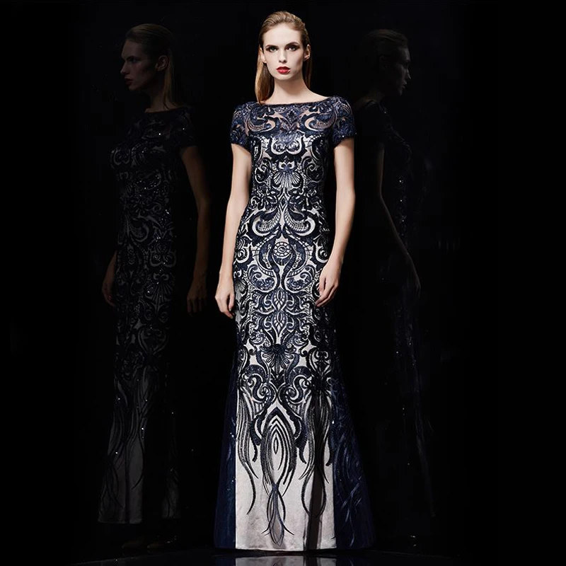 Вышивка 2018 Для женщин элегантные длинные платья вечерние выпускных вечеров для