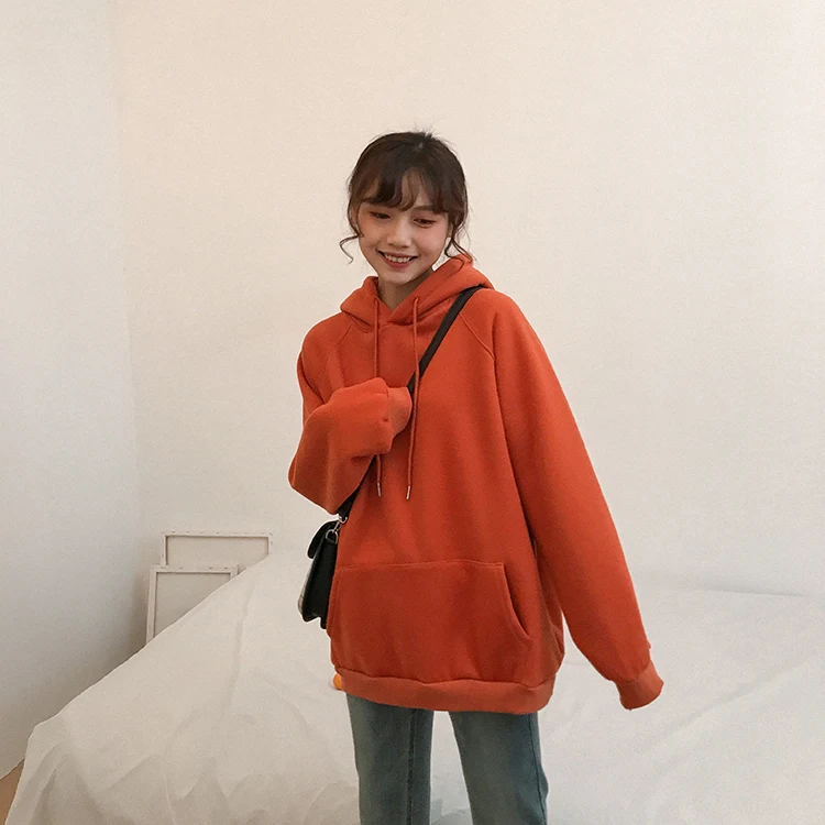 Осенняя толстовка с капюшоном, зимняя одежда harajuku, Женская Толстовка в Корейском стиле, модные розовые толстовки с карманами для друзей