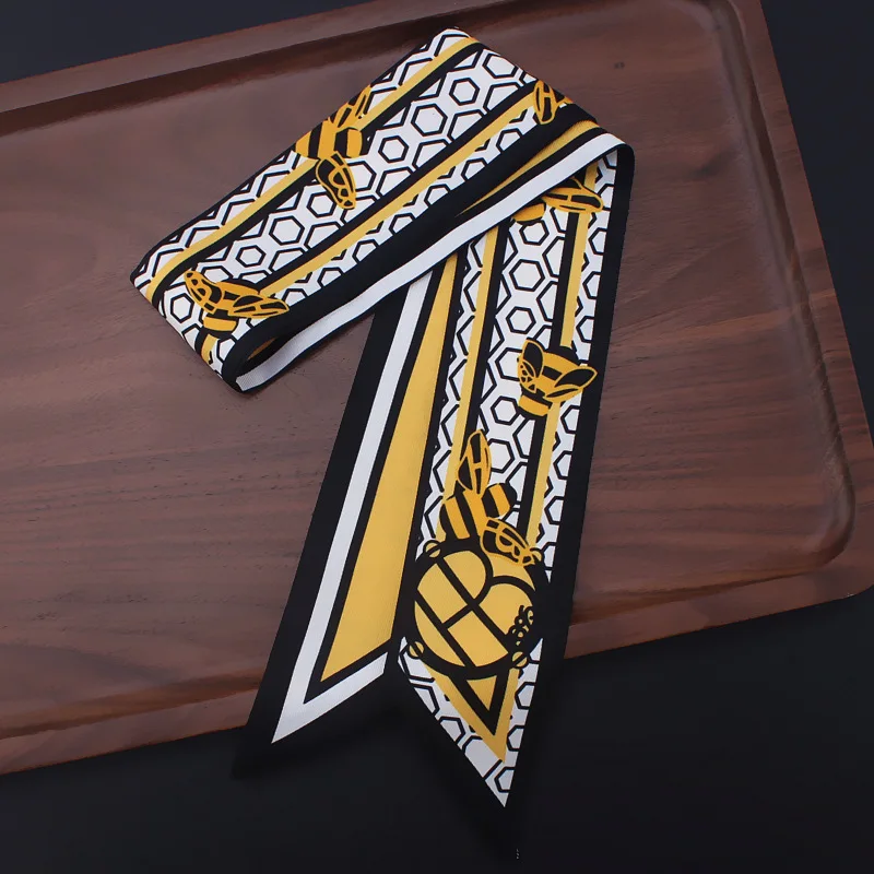 Модный Роскошный брендовый летний маленький узкий шарф сумка для волос лента