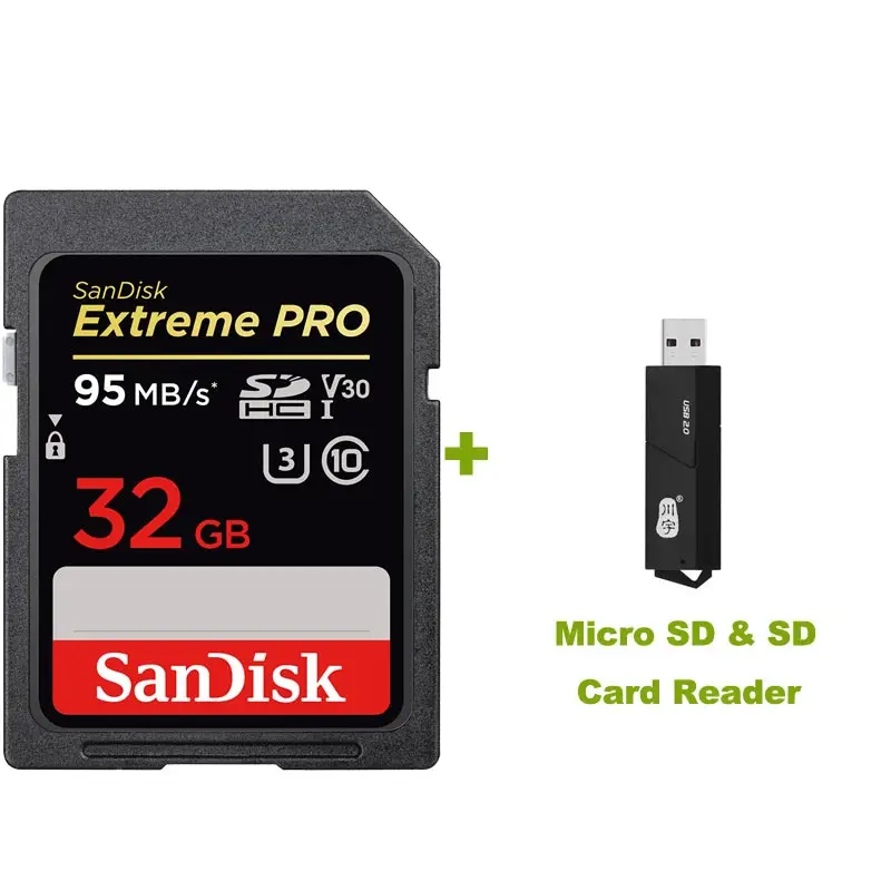 SD-XXG-32G Plus 2in1 Sandisk Extreme Pro 32 Гб SDHC UHS-I карты SDHC V30 Class 10 U3 в формате 4K UHD, ESP Технология до 95 МБ/с. слот для карт памяти Trans Flash SDCard - Емкость: SD-XXG-32G Plus 2in1