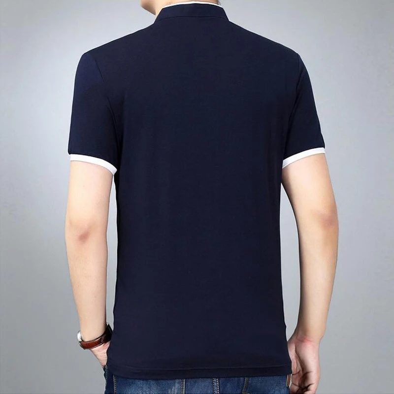 Summer Tshirt Men New Fashion Solid Color Slim Fit Short Sleeve T Shirts Mens Mandarin Collar Casual T-Shirt Brand Clothing | Мужская