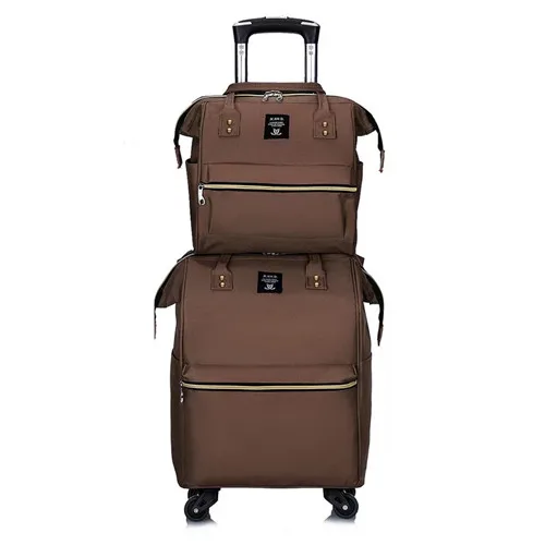 a set KLQDZMS модная нейлоновая Дорожная сумка на колесиках, чемодан на колесиках, чемодан на колесиках для мужчин и женщин - Цвет: a set