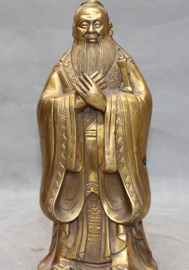 WBY---607+++10&quot Chinese Famous History Bronze Confucius philosopher Kong Zi KongZi Statue | Дом и сад