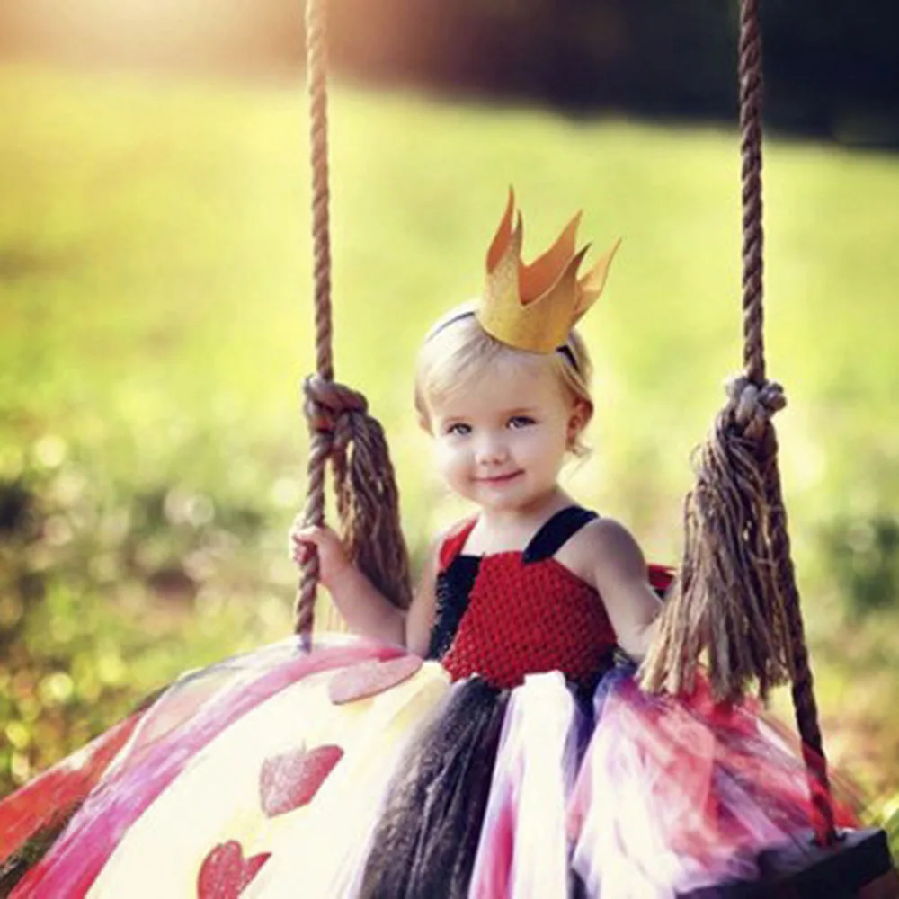 Queen of Heart Tutu Dress with Crown Little Girls Alice in Wonderland Cosplay Costume Set For Christmas New Year Party | Детская одежда
