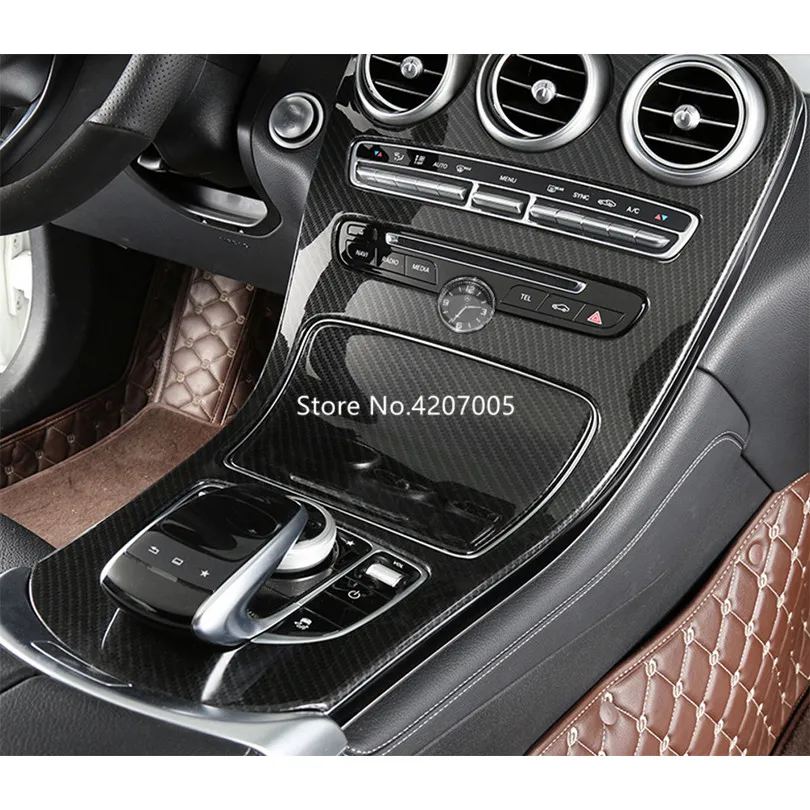 Новинка, углеродное волокно стиль ABS пластик Центр крышка отделка для Mercedes Benz C Class W205 C180L C200L GLC260