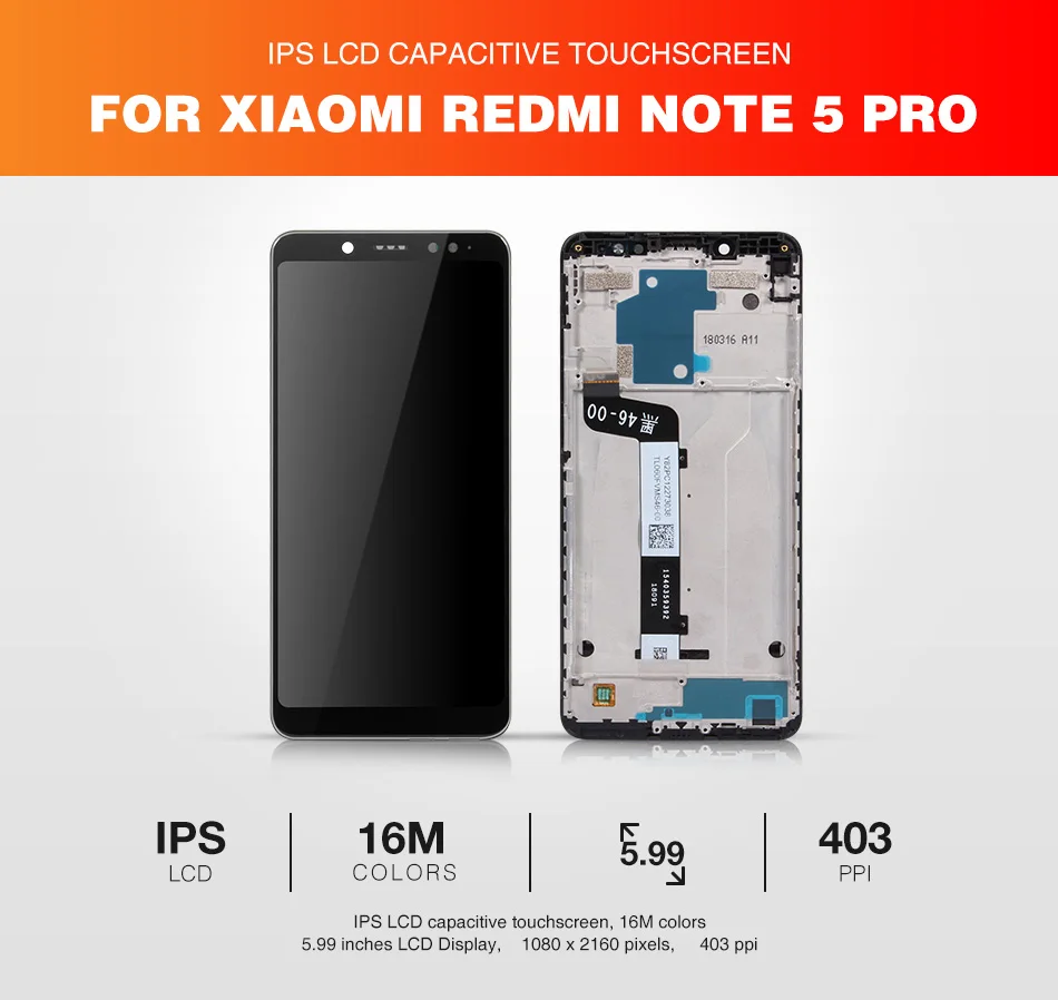 Для Xiaomi Redmi Note 5 Pro ЖК-дисплей для Redmi Note 5 AI ЖК+ рамка Snapdragon 636 сенсорный экран Запасные части